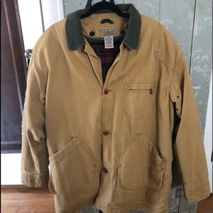 LL BEAN Men’s Carhartt Coat! Great Shape corduroy collar plain lining